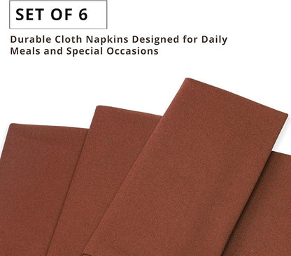 PurpleEssences Rust Set of 6 Cloth Dinner Napkins 100% Cotton 18x18 Inch - Soft Durable Washable - Ideal for Farmhouse Party Christmas Holiday Winter - Perfect Everyday Use Table Linen - Rust