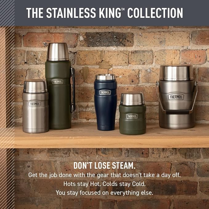 THERMOS Stainless King Stainless Steel Tumbler, Army Green | Vacuum-Insulated - Image 6