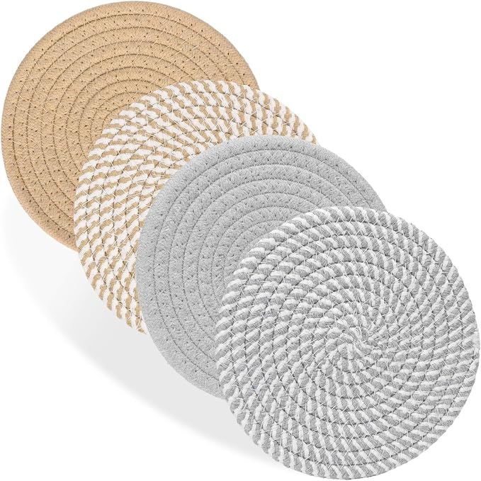 Billbotk 7" Trivets for Dishes, Pots and Pans, 4 Heat Resistant Hot Pads by Billbotk