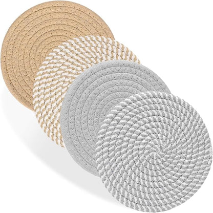 Billbotk 7" Trivets for Dishes, Pots and Pans, 4 Heat Resistant Hot Pads by Billbotk