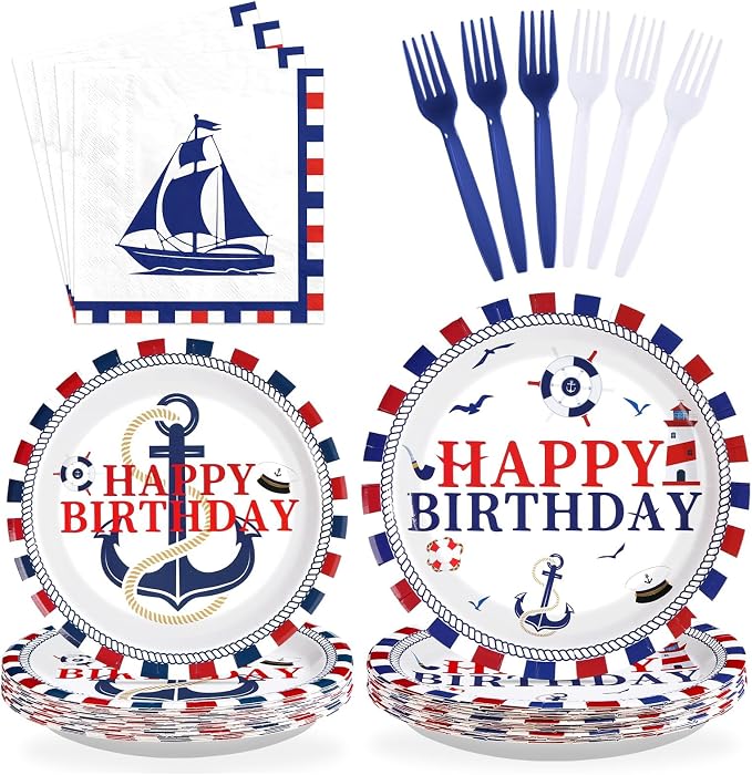 96 Pcs Nautical Birthday Party Decorations by Greencian