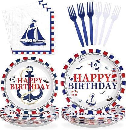 96 Pcs Nautical Birthday Party Decorations by Greencian