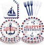 96 Pcs Nautical Birthday Party Decorations by Greencian