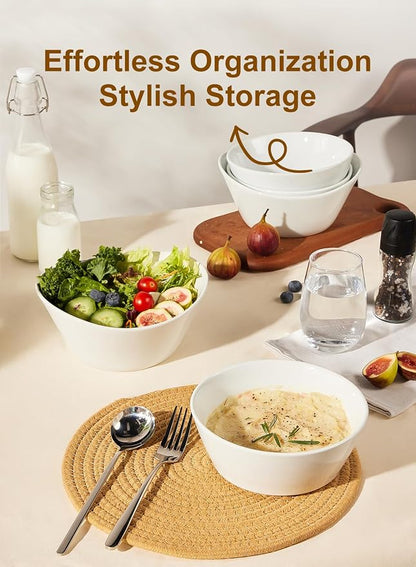40 oz Porcelain Salad Bowls, Large Serving Bowls - Image 3
