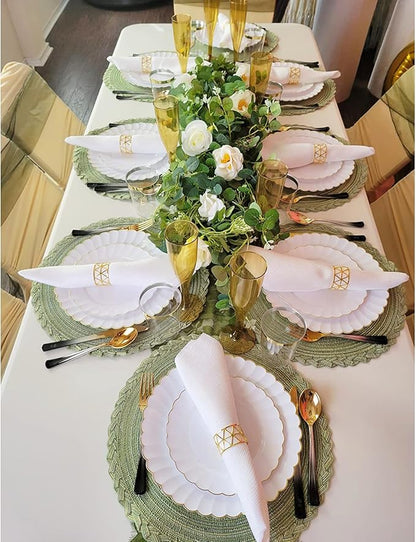 Set of 100 Napkin Rings Gold Metal Hollow Out Napkin Ring, Metal Napkin Rings Dinner Banquet Serviette Decor, Dining Table Setting for Thanksgiving Christmas Halloween Holiday Wedding Party