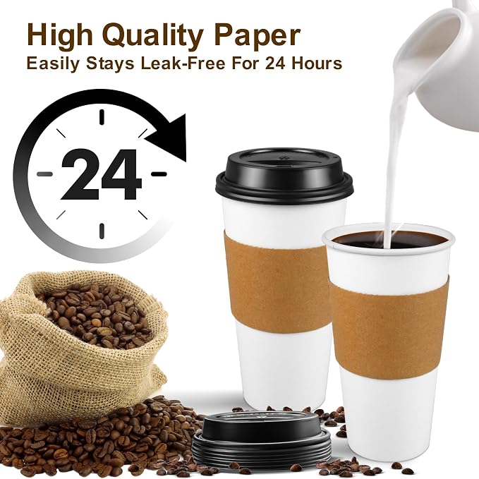 Ginkgo 100 Pack 20 oz Disposable Coffee Cups - Image 4