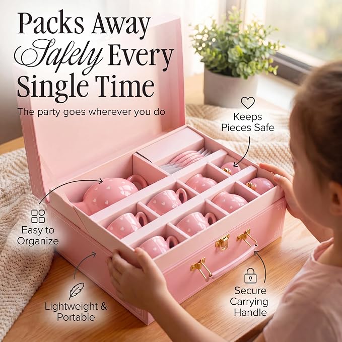 Giggle & Honey® Pink Heart Tea Party Set - Image 5
