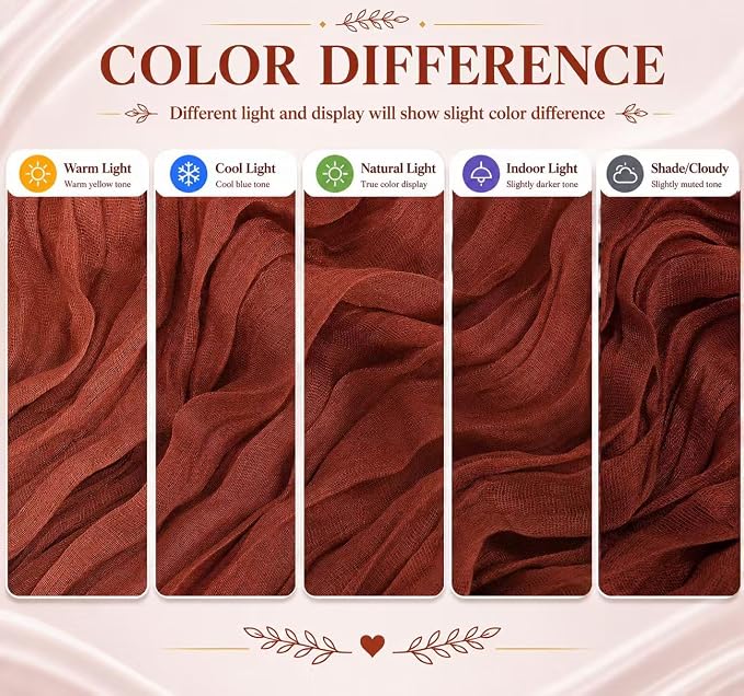 2 Pack Terracotta Cheesecloth Table Runner 17x108 Inch Boho Rustic Semi Sheer - Image 6