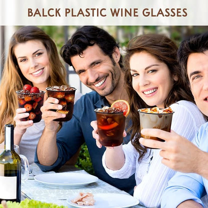 KesaPlan 50Pcs 12oz Black Plastic Party Cups, Disposable Wine Cocktail Cups | - Image 6