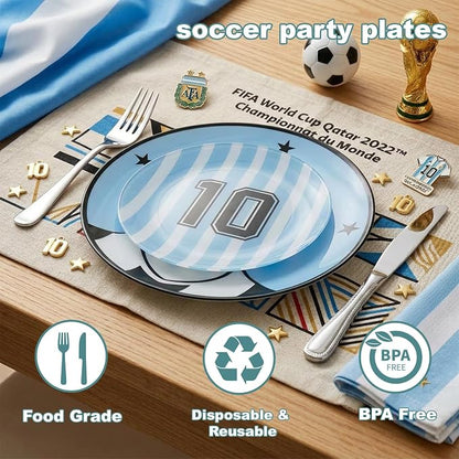 20Pcs Blue Plastic Soccer Plates, Disposable Plates - Image 8