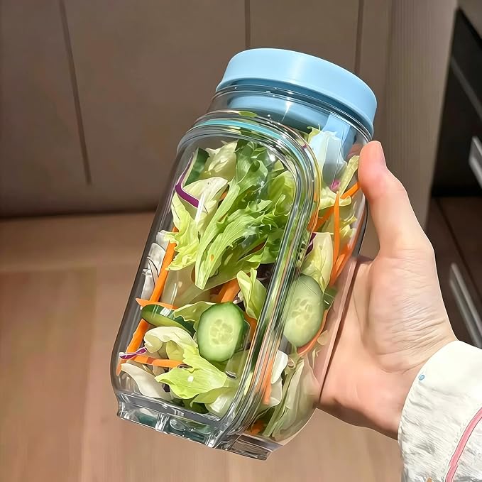 35oz Side Opening Mason Salad Jar | 1000ml Leakproof Portable Salad Container - Image 5