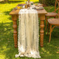 vctops Beige Lace Table Runner 120 inch 10FT Floral Embroidered Boho Farmhouse by vctops