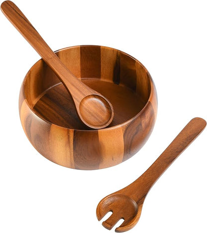 Gibson Home Laurel Acacia Wood Salad Bowl Set, 3 - Image 2