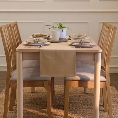 Encasa XO Table Runner, Cotton Canvas Dining Runner 13"x72" | Light Beige - Image 4