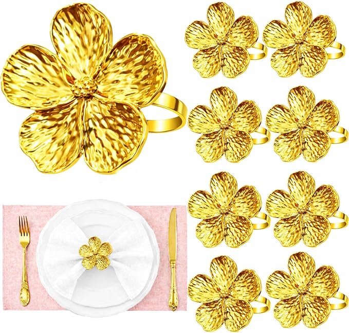Flower Napkin Rings Set of 8, European Palace-Style Glaze, High-Temperature by Unknown
