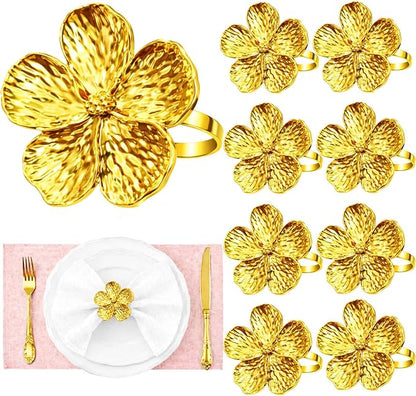 Flower Napkin Rings Set of 8, European Palace-Style Glaze, High-Temperature by Unknown