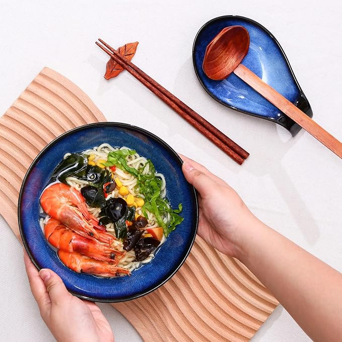 NJCHARMS Ceramic Ramen Bowl Set of 2, 42 oz Japanese Noodle Soup Bowls - Image 6