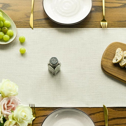 Artoid Mode Beige Tassel Table Runner, Boho Linen Blend Rustic Farmhouse Style - Image 2