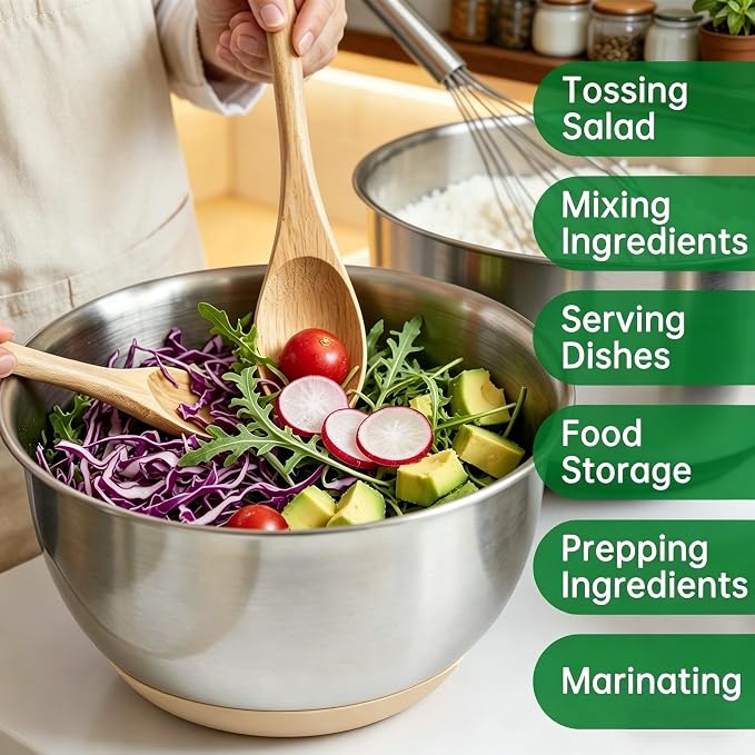 Deedro Mixing Bowls with Airtight Lids, Stainless Steel Mixing Bowls Set | - Image 5