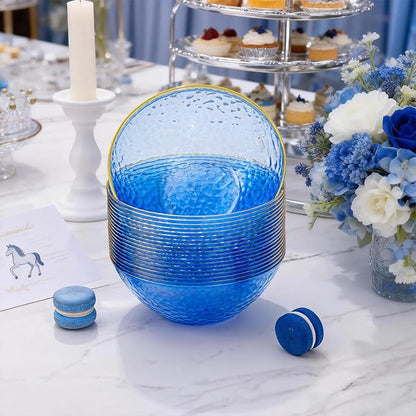 Tinybee 30 Pack Blue Plastic Bowls - Image 5