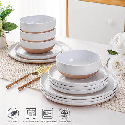 AmorArc Dinnerware Sets for 4, 16 Pieces Ceramic Plates and Bowls Set | Scratch - Image 4
