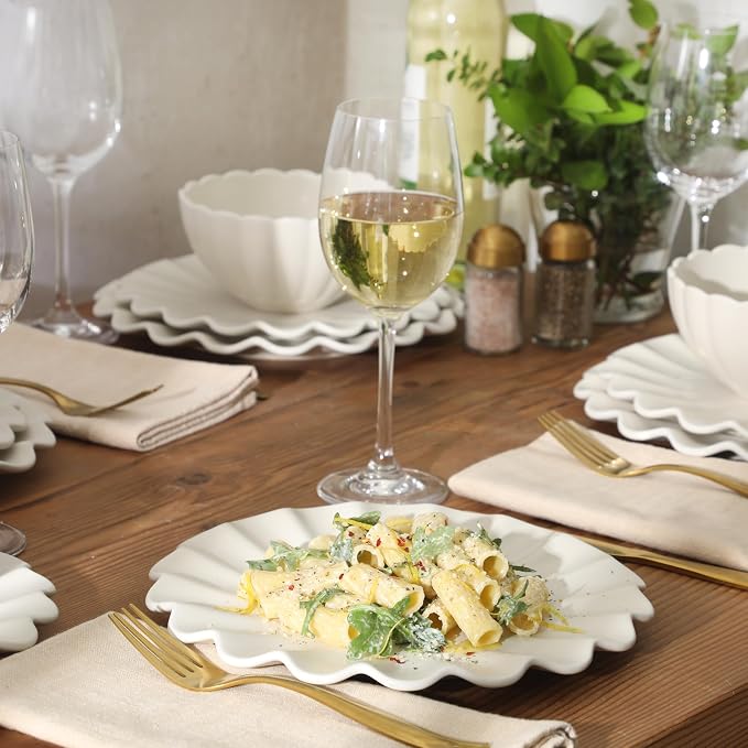 Gibson Elite Bistro Fleur Plates and Bowls Sets, 12-Piece Stoneware Dinnerware - Image 2