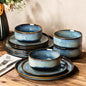 Ceramic Dinnerware Set for 4, 12-Piece Plates and Bowls Set | Handmade Reactive by TheTerra