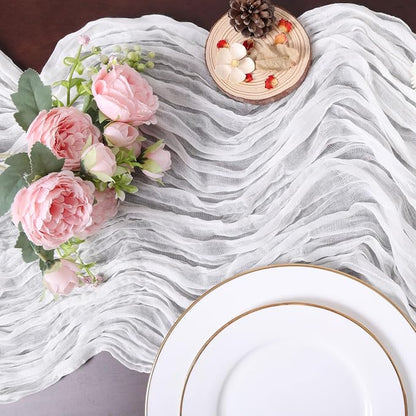 13.3FT White Cheesecloth Table Runner Transparent Boho Table Runner Rustic - Image 4