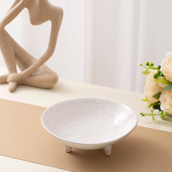 6" Small Decorative Bowl, Candy and Home Decor, Ceramic Bowl （Retro White） - Image 8