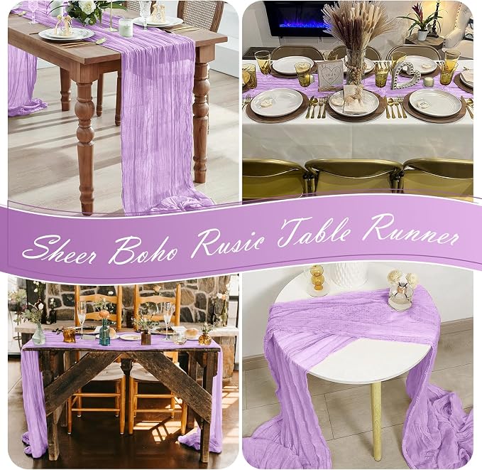 15 Pack Lavender Cheesecloth Table Runner 17 x 108 inch Cheese Cloth Table - Image 7