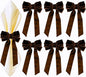 Bow Napkin Rings Set of 6 Luxury Soft Brown Velvet Napkin Holders, Elegant Bow Design for Christmas Holiday Dinner Wedding Party Table Decor