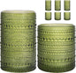 Moretoes Green Hobnail Drinking Glasses Set of 6, Glass Cups | 12 Oz Highball by Moretoes