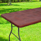 Smiry Rectangle Table Cloth Cover, Waterproof Elastic Fitted Picnic Tablecloth for 6 Foot Tables, Wipeable Flannel Backed Vinyl Tablecloths for Camping, Dining, Outdoor (Reddish Brown, 30" x 72")