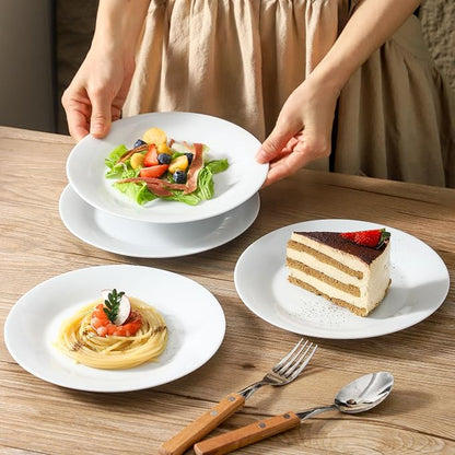fMBB 4-Piece Salad Plates Set, 8 inch Ceramic Lightweight Round Plate Dessert - Image 4