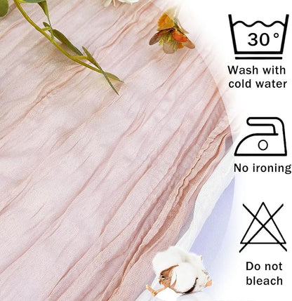 12 Pack Dustypink Cheesecloth Table Runner 22x120 Inch-Naturally Dyed Colors Sheer Gauze Cheese Cloth Wedding Table Runner,Rustic Boho Crinkle Fabric, Reception, Bridal Shower,Farmhouse Dining Decor