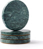 Natural Marble Coasters Set of 4-4" Round Stone Drink Coasters, Non-Slip Cork by WORHE