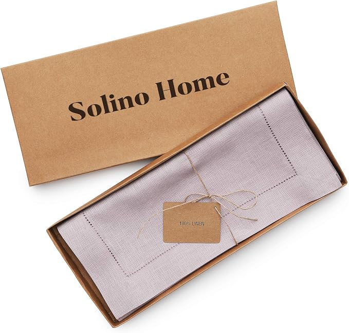 Solino Home 100% Linen Table Runner Lilac, Classic Hemstitch 14 x 156 in | - Image 5