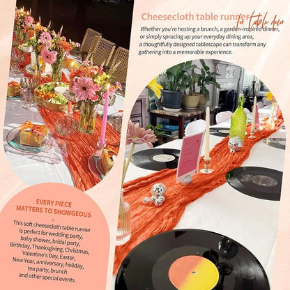 30 Pack Cheesecloth Table Runner 10FT Orange Table Runner Boho Gauze Cheese - Image 8