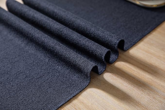 Navy Table Runners 60 Inches Long, Burlap Linen Style Rustic Farmhouse Table - Image 5