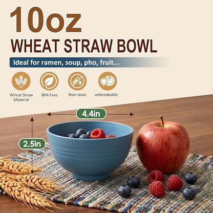 Wheat Straw Bowls 10oz, Small Plastic Bowl Reusable, Unbreakable Dessert Bowls - Image 2