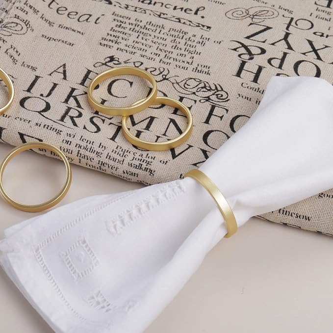 Cuff Brushed Gold Circle Napkin Rings Set of 12, Simple Modernist Napkin Ring - Image 4