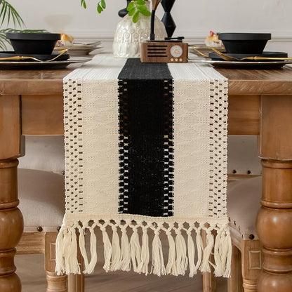 EMMTEEY Boho Table Runner with Tassels 36 Inches Long, Scratch & Heat Resistant - Image 5