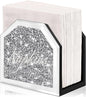 Wocred Mirror Napkin Holder,Crystal Crushed Diamond Vertical Holder,Cute Tissue Holder Holds Napkins Upright for Bathroom，Dining Table，Kitchen Table.(5.9”X5.9”X3”)