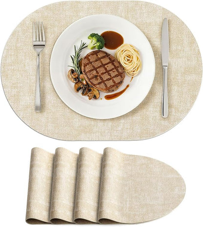 Placemats Set of 4, 11.8 x 17 Inch, Waterproof Wipeable Reversible PU Placemat by homing