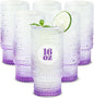 Large Capacity 16 oz Hobnail Drinking Glasses Set of 6, Vintage Glassware by Cowjut