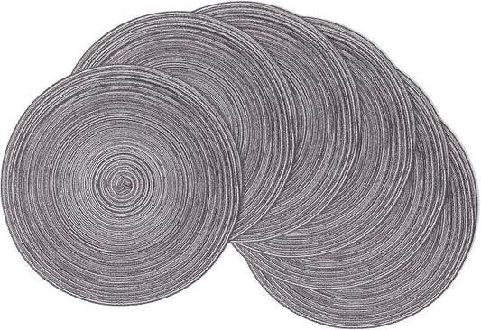 SHACOS Round Braided Placemats Set of 6 Round Table Mats 15 inch Cotton Washable by SHACOS