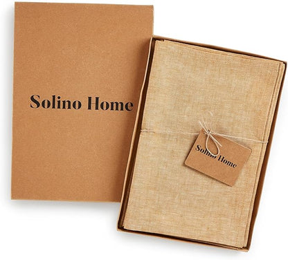 Solino Home Linen Cloth Napkins Set of 4-100% Pure Linen Golden Nugget Dinner Napkins 20 x 20 Inch for Spring, Easter - Athena, Handcrafted and Machine Washable
