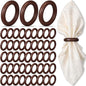 Thenshop 50 Pcs Decorative Wooden Napkin Rings Bulk Exquisite Round Dining by Thenshop
