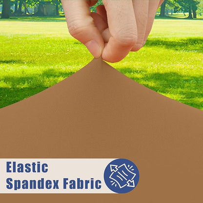 Spandex 4 Foot Rectangle Table Cloth 2 Pack, Elastic Fitted Tablecloths for Picnic, Stretch Washable Patio Table Cover for Outdoor, Camping, Banquet and Parties (Brown, 30"x48")