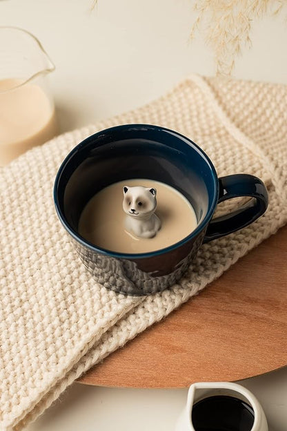 DIHOclub Racoon Ceramic Cup Hidden 3D Animal Inside Mug, Cute Cartoon Handmade - Image 8